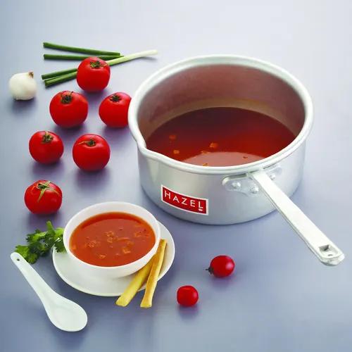 HAZEL Aluminium Milk Tea Pan Pot Sauce Pan Premium 14 Gauge Hotelware Saucepan, 11 cm, 4100 ML