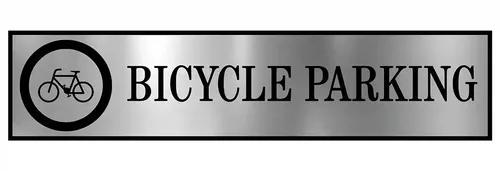 Gugan's Parking Signs with Self Adhesive Signboard Signage for Office, Hospitals, Colleges, Supermarket | Laser Engraved Acrylic Sheet - Bicycle Parking (Silver)