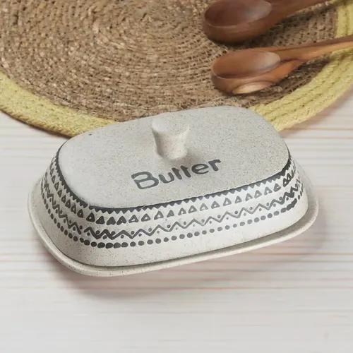 Kookee Ceramic Butter Dish Tray with Lid with 250g capacity for Kitchen, Dining Table and Restaurants (8619)