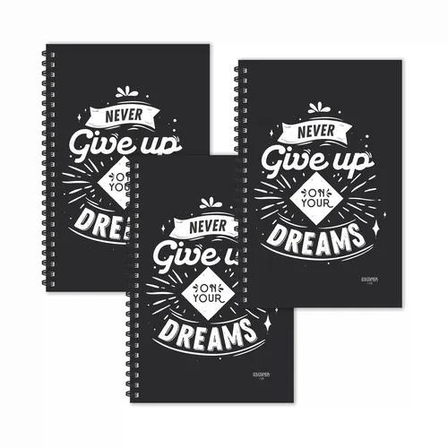 Never Give Up On Your Dreams Motivational Diaries - Pack Of 3