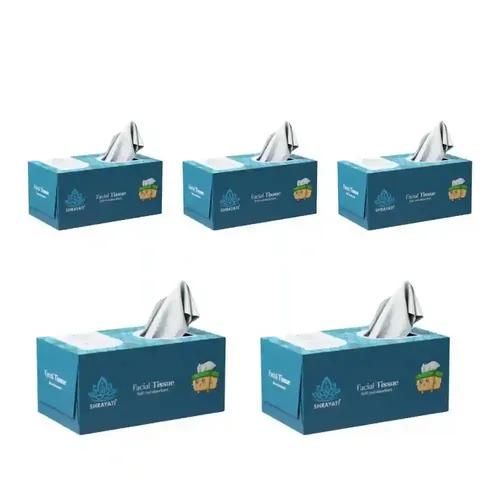 Shrayati Facial Tissue Box, 2 ply, 100 pulls, Pack of 5, (1000 Sheets), Multipurpose Face Tissues