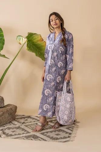 Grey Blue & Pink Rashidi Kurta