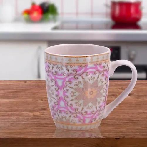 Kookee Printed Ceramic Coffee or Tea Mug with handle for Office, Home or Gifting - 325ml (4134G-D)