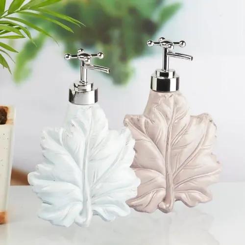 Kookee Ceramic Soap Dispenser for Bathroom hand wash, refillable pump bottle for Kitchen hand wash basin, Set of 2(10945)