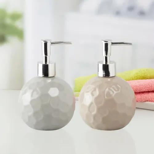 Kookee Ceramic Soap Dispenser for Bathroom hand wash, refillable pump bottle for Kitchen hand wash basin, Set of 2(10859)