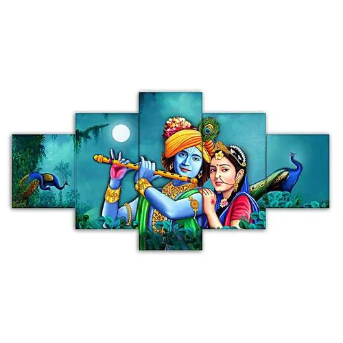 Radha Krishna Wall Painting For Home Decoration Pack of 5 (119.5 x 60 Cm)- Pattern 140