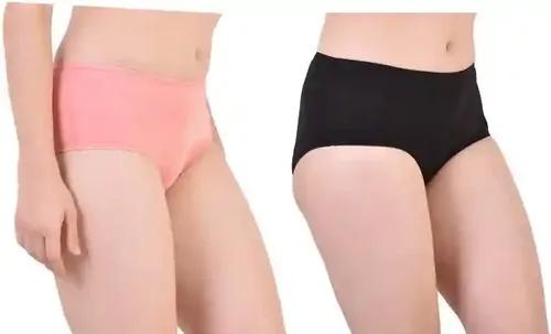 Bamboo Fabric Hipster Panty Peach & Black - S Pack Of 2