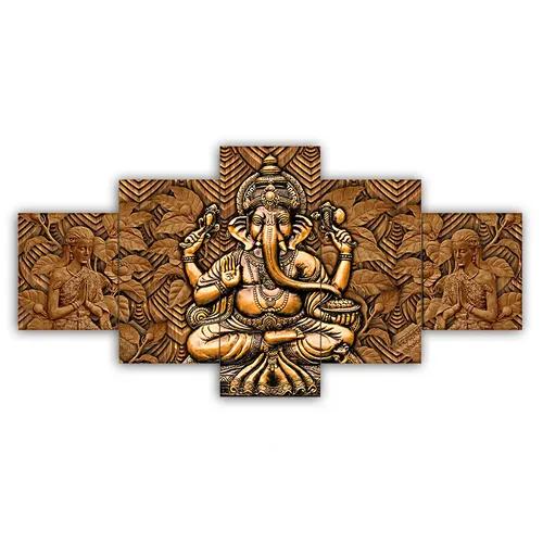 Ganesh Ji Wall Painting For Home Decoration Pack of 5 (119.5 x 60 Cm)- Pattern 135