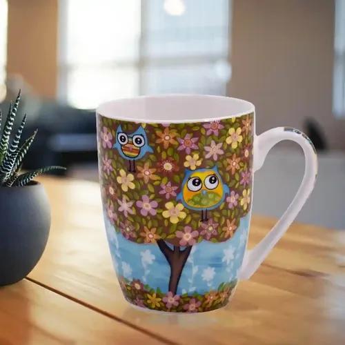 Kookee Printed Ceramic Coffee or Tea Mug with handle for Office, Home or Gifting - 325ml (2904G-B)