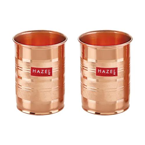 HAZEL Designer Copper Glasses Tumbler Set of 2, 400 ML