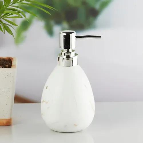 Kookee Ceramic Soap Dispenser for Bathroom handwash, refillable pump bottle for Kitchen hand wash basin, Set of 1 - White (10311)