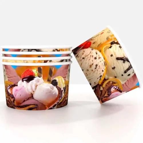 PARICOTT 100ml Container Paper Cup/Ice Cream/ Dessert Bowl / Design -2  (100 Pcs)