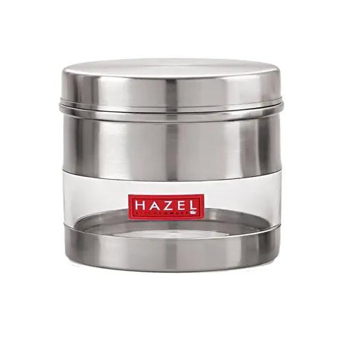 HAZEL Stainless Steel Transparent Wide Mouth See Through Container, Silver, 1 PC, 750 Ml