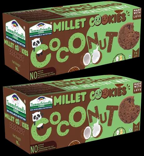 Tummy Friendly Foods Millet Cookies - Coconut - Pack Of 2 - 75G Each. Healthy Ragi Biscuits, Snacks For Baby, Kids & Adults