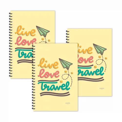 Live | Love | Travel Motivational Ruled Diaries - Pack Of 3