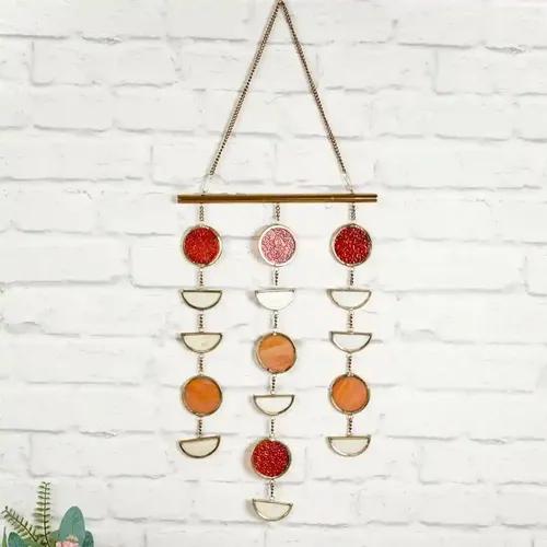 Behoma Moon Phases Metal Frame with Multicolour Stained Glass Hanging for Home Decor | Office Living Room Bedroom | Gifts Decorative Items | House Decoration