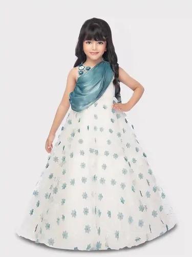 Betty Blue Colored Net Fabric Stitched Gown - 10-11 Yrs