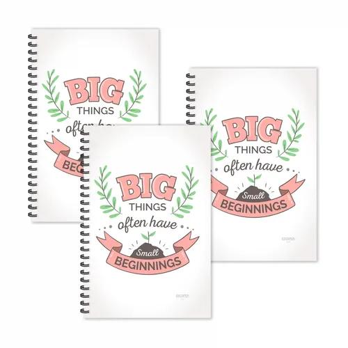 Big Things Small Beginnings Motivational Ruled Diaries - Pack Of 3