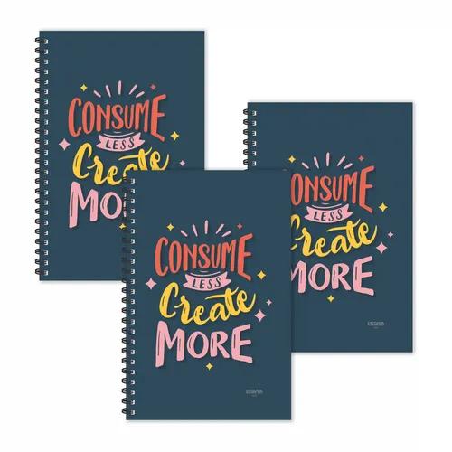 Consume Less Create More Motivational Ruled Diaries - Pack Of 3