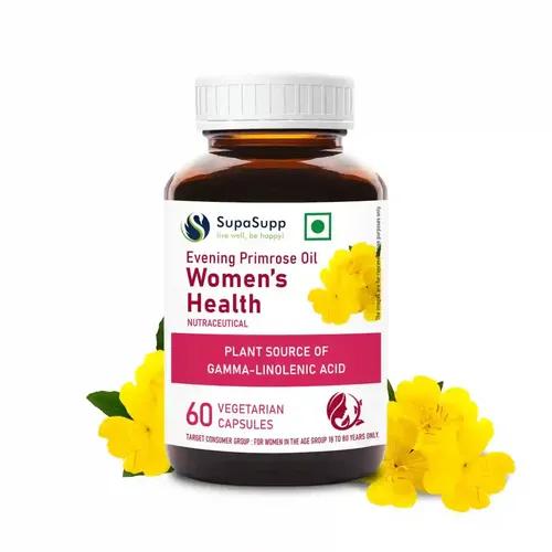 Sri Sri Tattva Supa Supp Evening Primrose Oil 60 Veg Cap, 500 Mg - Women'S Health | Plant Source Of Gamma-Linolenic Acid | Health Supplement