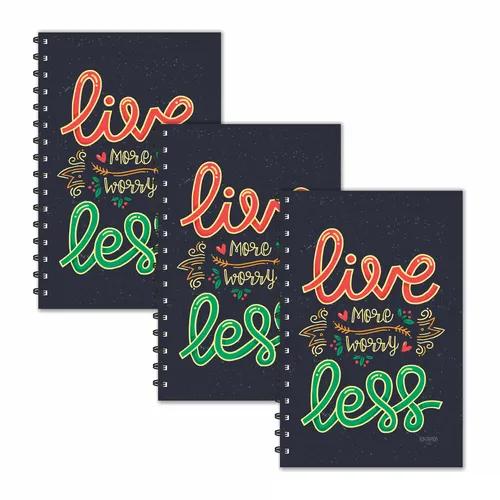 Live More Worry Less Motivational Diary With Quotes - Pack Of 3