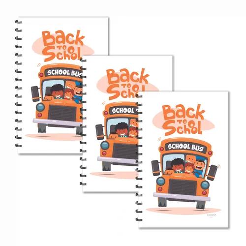 Back To School With Bus Designer Ruled Diaries - Pack Of 3