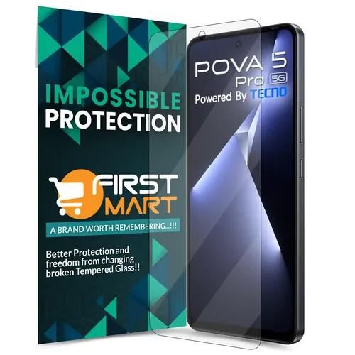 FIRST MART Screen Protector for TECNO Pova 5 Pro 5G (6.78 Inch) Crystal Clear Impossible Fiber Case Friendly Protection with Easy Installation Kit| Crystal Clear