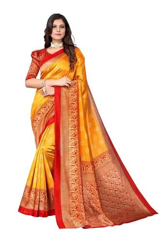 Yashika Women's Art Silk Printed Saree With Blouse Piece