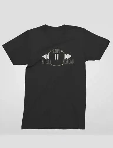 Pause reflect respond - Unisex regular fit Black T-shirt - S