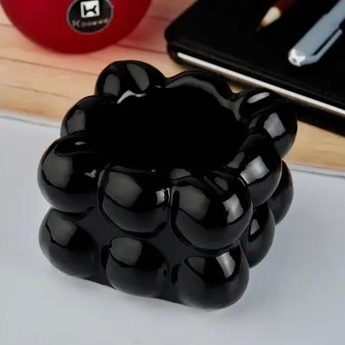 Kookee Groovy Ceramic Ashtray - Unique and Colorful Smoking Accessory with Retro Vibes - Funky Decor for Smokers and Collectors, Black (10759)