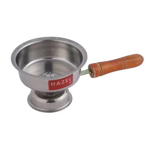 HAZEL Dhoop Dani with Handle | Stainless Steel Dhup Dani for Puja | Camphor Diffuser Burner Kapur Dani for Pooja | Incense Loban Dhoop Burner (11 x 6.5 cm)