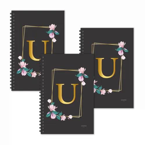 U Letter Ruled Diaries - Pack Of 3