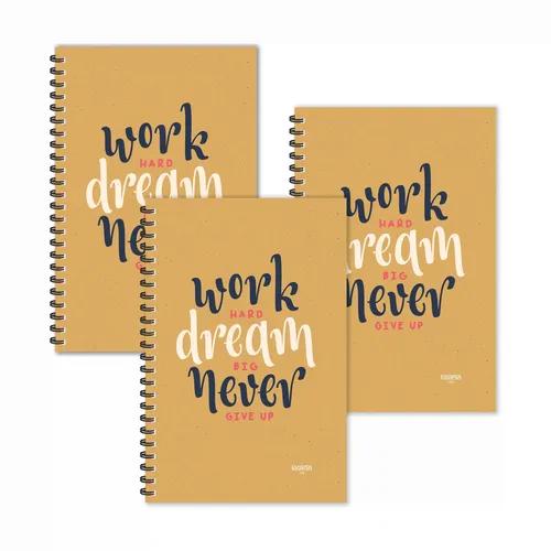 Work Hard Dream Big Motivation Ruled Diaries - Pack Of 3