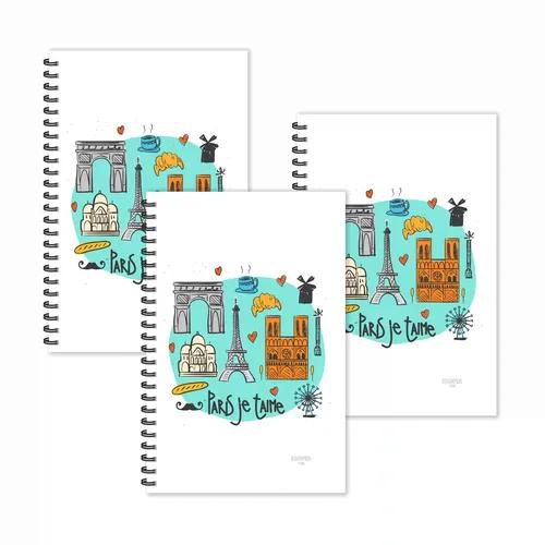 Paris Je T'aime Ruled Diaries - Pack Of 3