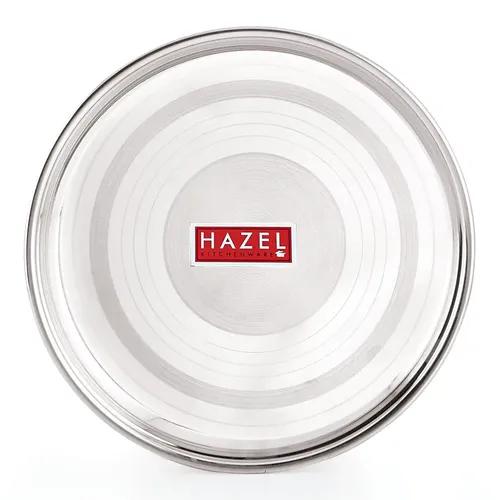 HAZEL Stainless Steel Plate Set for Dinner Launch | Designer Steel Thali Set |Steel Dinnerware, 26.5 cm, Small