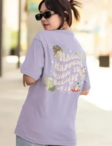 Magic happens when you believe in it - Unisex Oversized T-shirt - Lavender - S