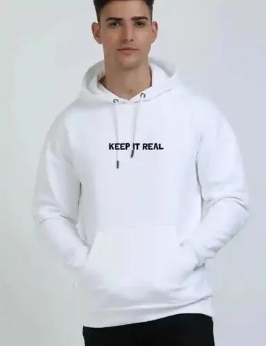 Keep it real - Unisex Oversized White hooded sweatshirt - Hoodie - S