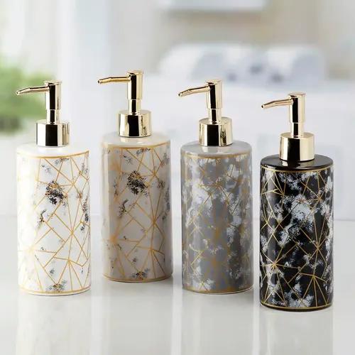 Kookee Ceramic Soap Dispenser for Bathroom handwash, refillable pump bottle for Kitchen hand wash basin, Set of 4 - Multicolor (10126)