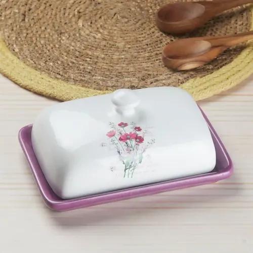 Kookee Ceramic Butter Dish Tray with Lid with 250g capacity for Kitchen, Dining Table and Restaurants (10270)