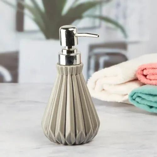 Kookee Ceramic Soap Dispenser for Bathroom handwash, refillable pump bottle for Kitchen hand wash basin, Set of 1 - Grey (7619)