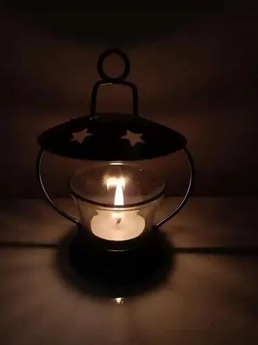 YELLOW Ribbon Metal Diya Candle Tea Light Lantern Black Coloured Decorative Tea Light with Beautiful Cutwork Reflection Decorative Gifting Hanging & Tableware Diwali Event Decoration