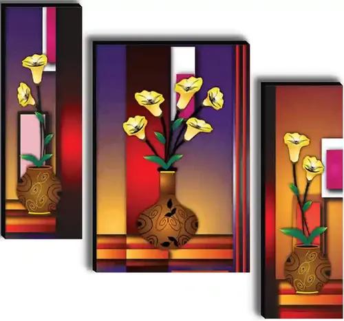 Framed Flower Vase Wall Painting for Home Decor - Pattern 200