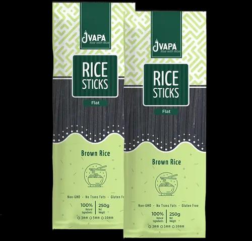 Jvapa Flat Rice Sticks Noodles - Goodness of Brown Rice | Flat 5 mm (2 x 250 gm)