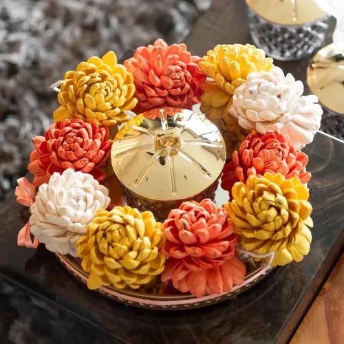 Eco-Friendly Sola Wood Flowers Garlands (Set of 2) Orange and Yellow