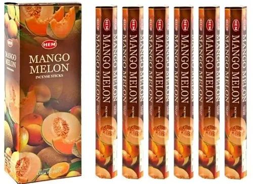 HEM Mango Melon Incense Sticks | Agarbatti for Home Freshness, Prayer, Positive Energy & Yoga Meditation | Pooja Item for Home | Burning Time - 35-40 Minutes |120 Sticks (Handcrafted & Low Smoke)