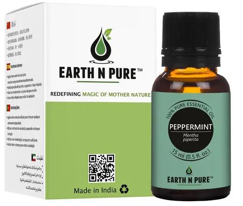 Earth N Pure Peppermint Essential Oil with Glass Dropper - 15 ML