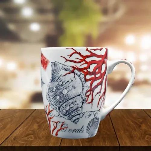 Kookee Printed Ceramic Coffee or Tea Mug with handle for Office, Home or Gifting - 325ml (3441AG-A)