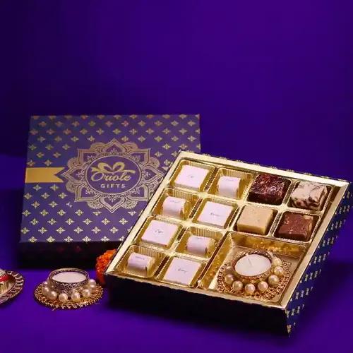 Oriole Gifts Premium Diwali Gift Hamper with Chocolates, Sweets & 1 Diya