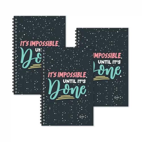 Impossible Until It's Done Motivational Ruled Diaries - Pack Of 3