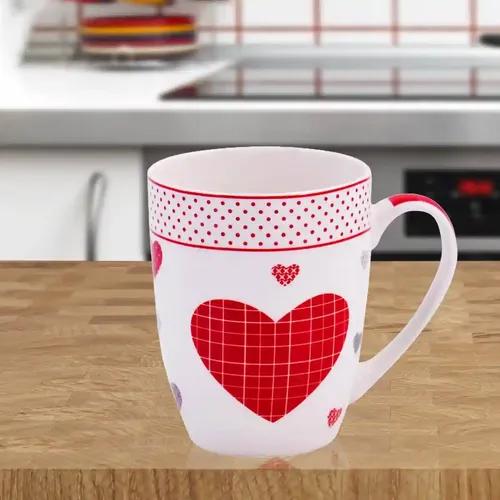 Kookee Printed Ceramic Coffee or Tea Mug with handle for Office, Home or Gifting - 325ml (3788G-C)